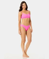California Waves Womens Solid Popcorn Scrunch Texture Scoop Neck Bikini Top Low Rise Bottoms