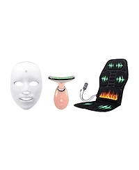 Pursonic Full-Body Relief & Skin Therapy System – Heated Chair Massager, Red Light Mask & Sculpting Wand