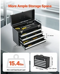 Mecale Metal Tool Box, 20.5", Portable 4-Drawer Tool Chest, Eva Liners, Locking Ball-Bearing Slides, Powder-Coat