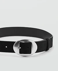 Mango Women's Leather Fur Belt