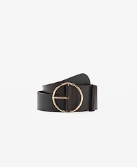 Mango Women's Rounded Buckle Leather Belt