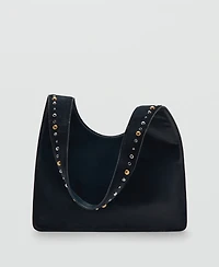 Mango Women's Studded Suede Shoulder Bag