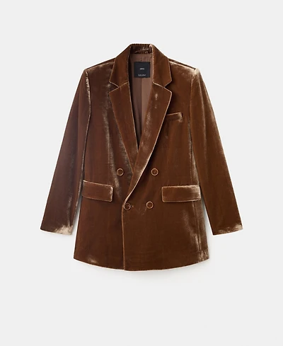 Mango Women's Double-Breasted Velvet Suit Jacket