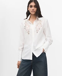 Mango Women's Lace Accents Embroidered Shirt