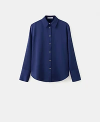 Mango Women's Satin Finish Flowy Shirt