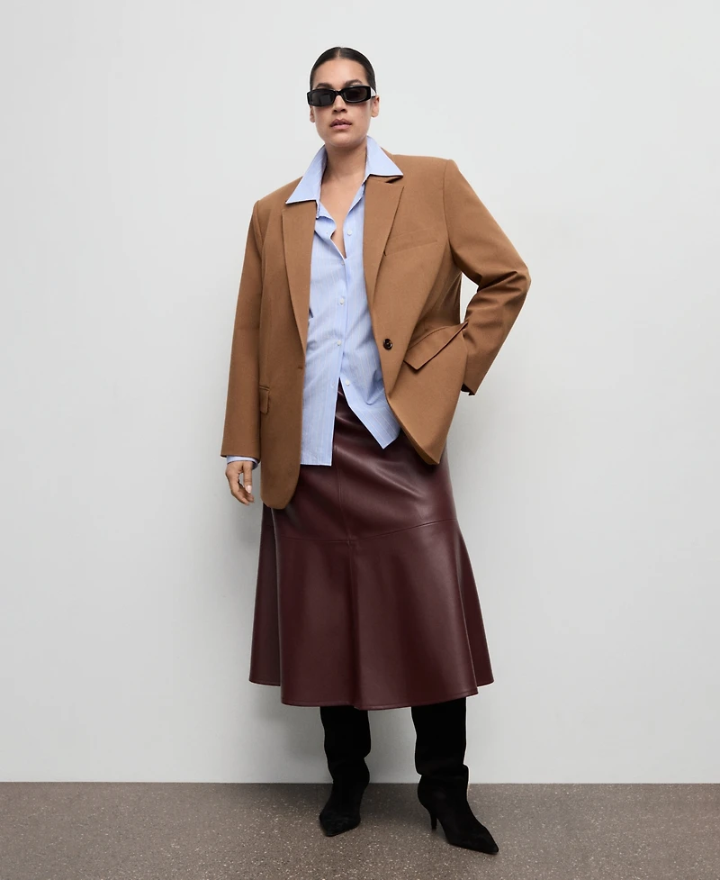 Mango Women's Notch Lapel Pockets Straight Suit Blazer