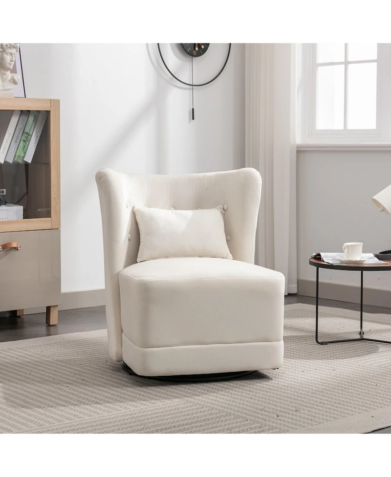 Boyel Living Modern Armless Chair, 360° Swivel Lounge Chair with Back Pillow, for Living Room Bedroom