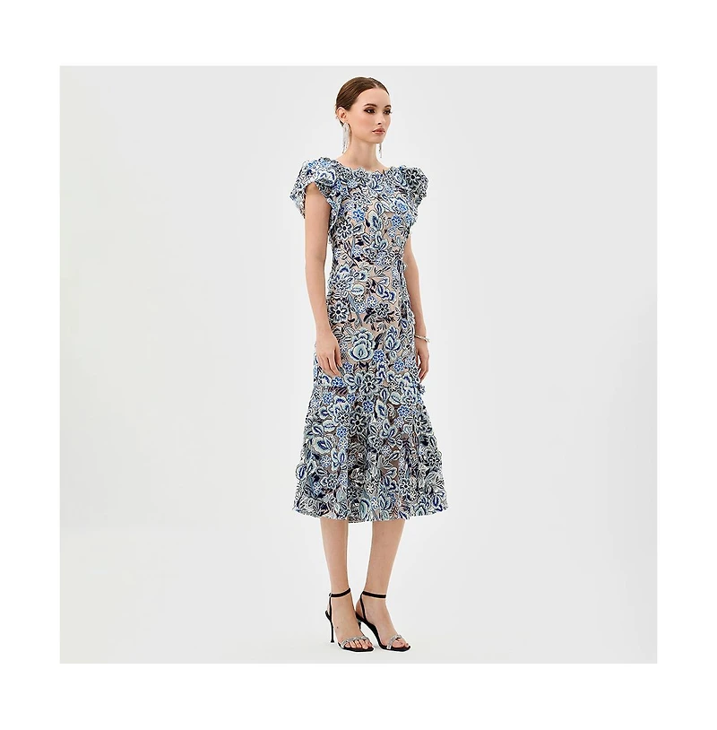 Bariano Women's Peri Flutter Sleeve Midi Dresses