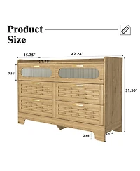 Boyel Living 6 Drawer Dresser for Bedroom and Multi-Purpose Storage