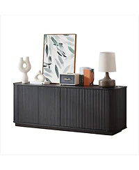 Boyel Living Sideboard Storage Cabinet Tv Stand with Wave Pattern, 64" Wooden Vertical Striped Cabinet for Kitchen Bedroom Entryway