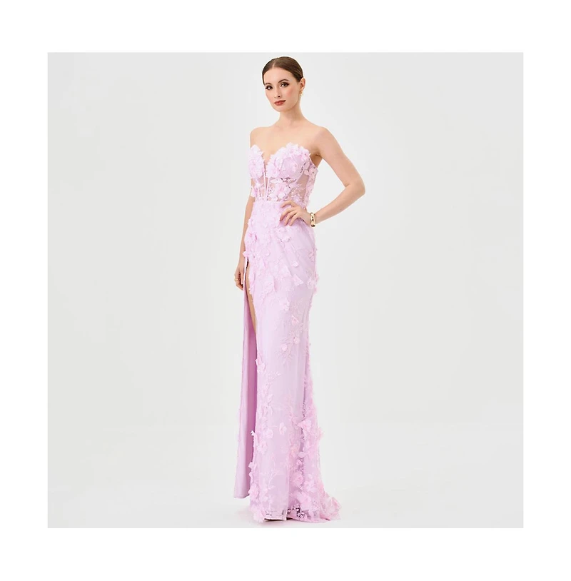 Bariano Women's Teri 3D Floral Gown