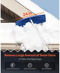 Mecale Snow Roof Rake, 24" Pp Blade, 3.8-18.2 ft Adjustable, Wheels, Non-Slip Handle, Roof Snow Scraper