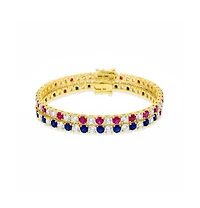 Etoielle Create Blue Sapphire and Cz Vermeil Tennis Bracelet 7 inches 4 Prong