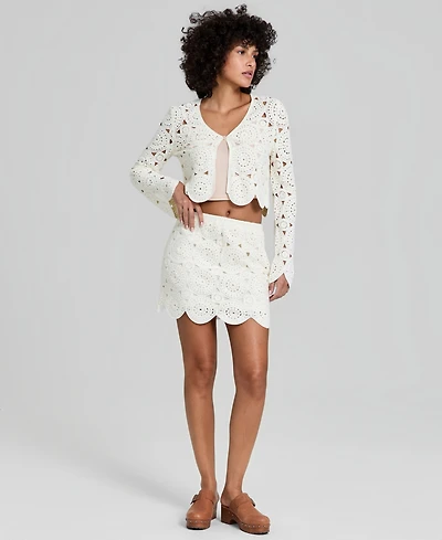 And Now This Women's Crochet Scallop-Trim Mini Skirt, Macy's Exclusive