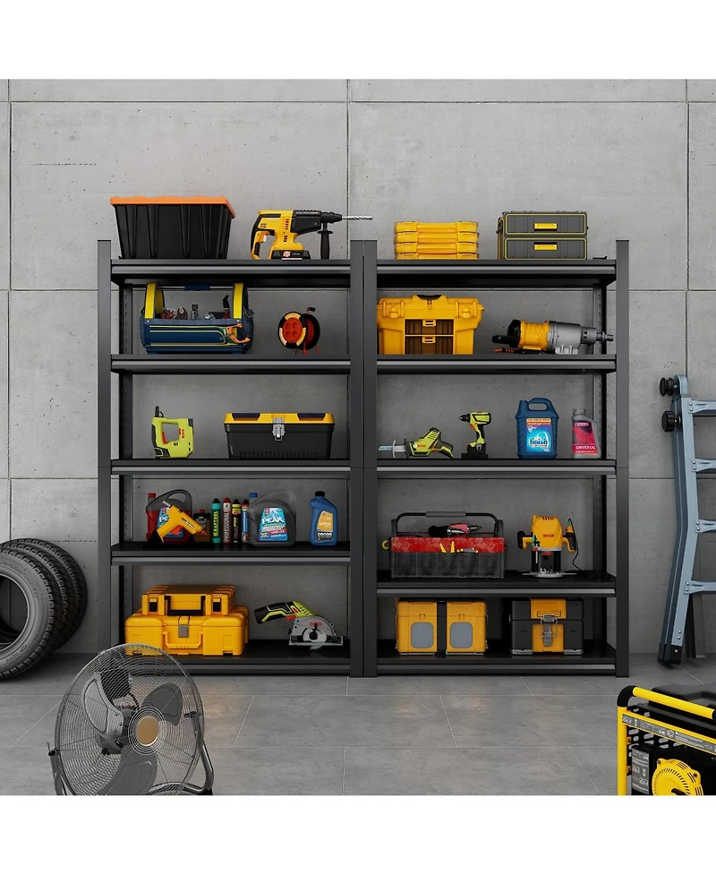 Boyel Living 72"H 5 Tier Metal Shelves for Storage Garage Shelving 2000LBS Storage Utility Rack, 47.2"W23.6"D72"H, Black