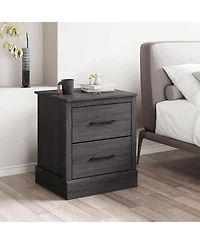 sumyeg Wood Compact Floor Nightstand with Storage Drawers