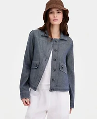 Charter Club Womens Linen Blend Field Jacket Created For Macys