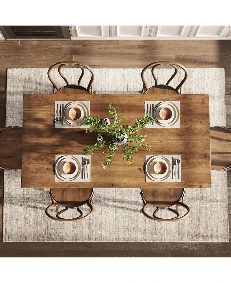 Tribesigns 63" Solid Wood Farmhouse Dining Table for 4–6, Brown