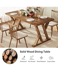 Tribesigns 63" Solid Wood Farmhouse Dining Table for 4–6, Brown