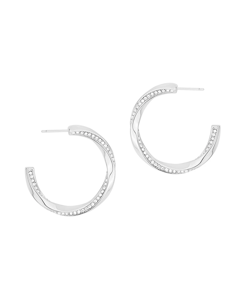 And Now This Crystal Post Tiwsted C Hoop Earrings