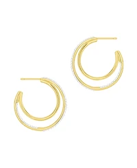 And Now This Crystal Double Row C Hoop Post Earrings