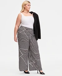 I.n.c. International Concepts Plus Printed Wide-Leg Pull-On Pants, Macy's Exclusive