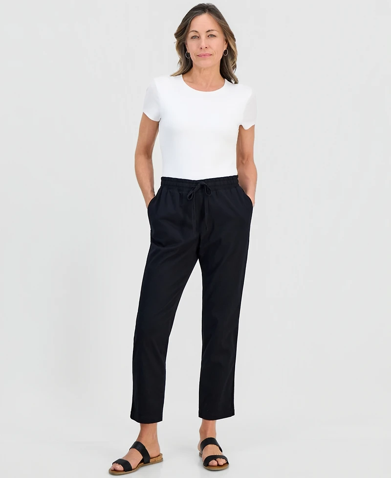 Style & Co Petite Twill-Tape Tapered Pull-On Pants, Macy's Exclusive