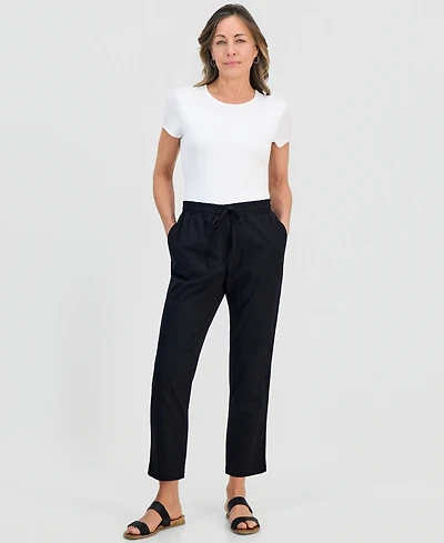 Style & Co Petite Twill-Tape Tapered Pull-On Pants, Macy's Exclusive