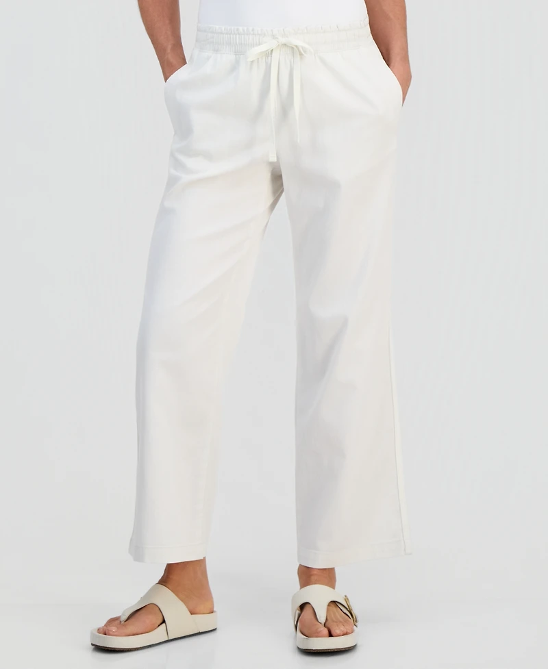 Style & Co Petite Twill-Tape Wide-Leg Pull-On Pants, Macy's Exclusive