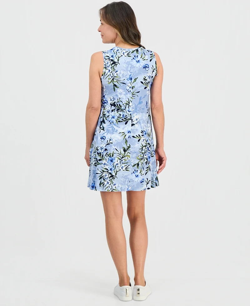 Style & Co Petite Floral-Print Sleeveless Flip Flop Dress, Macy's Exclusive