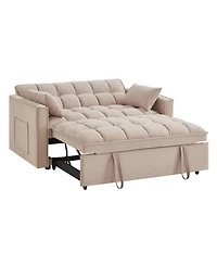 Clihome 4 in1 Loveseat Sofa Bed with Armrests & Storage Pockets, Multi-Function Tufted Pull-out Adjustable