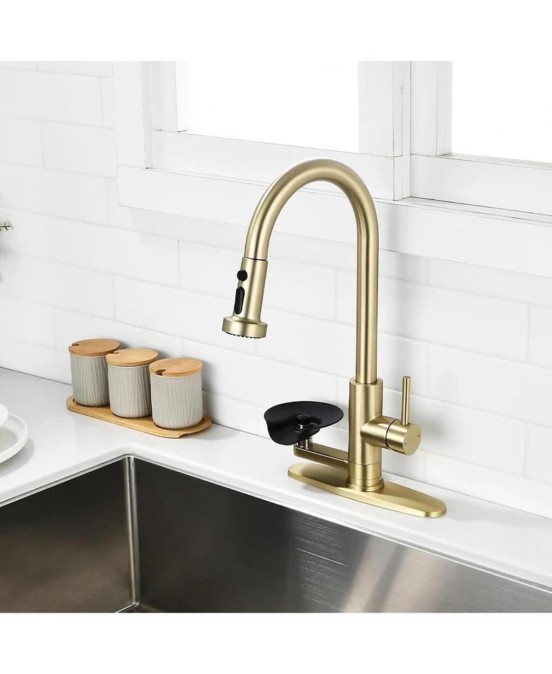 Busdays 3-in-1 Kitchen Faucet with Press-Type Glass Rinser