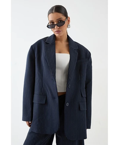 MissPap Women's Premium Pinstripe Oversized Blazer