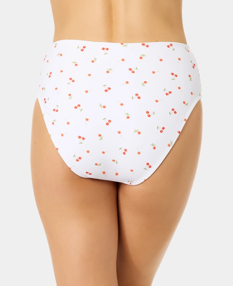 California Waves Women's Mini Cherry Smocked High-Waist Swim Bottoms