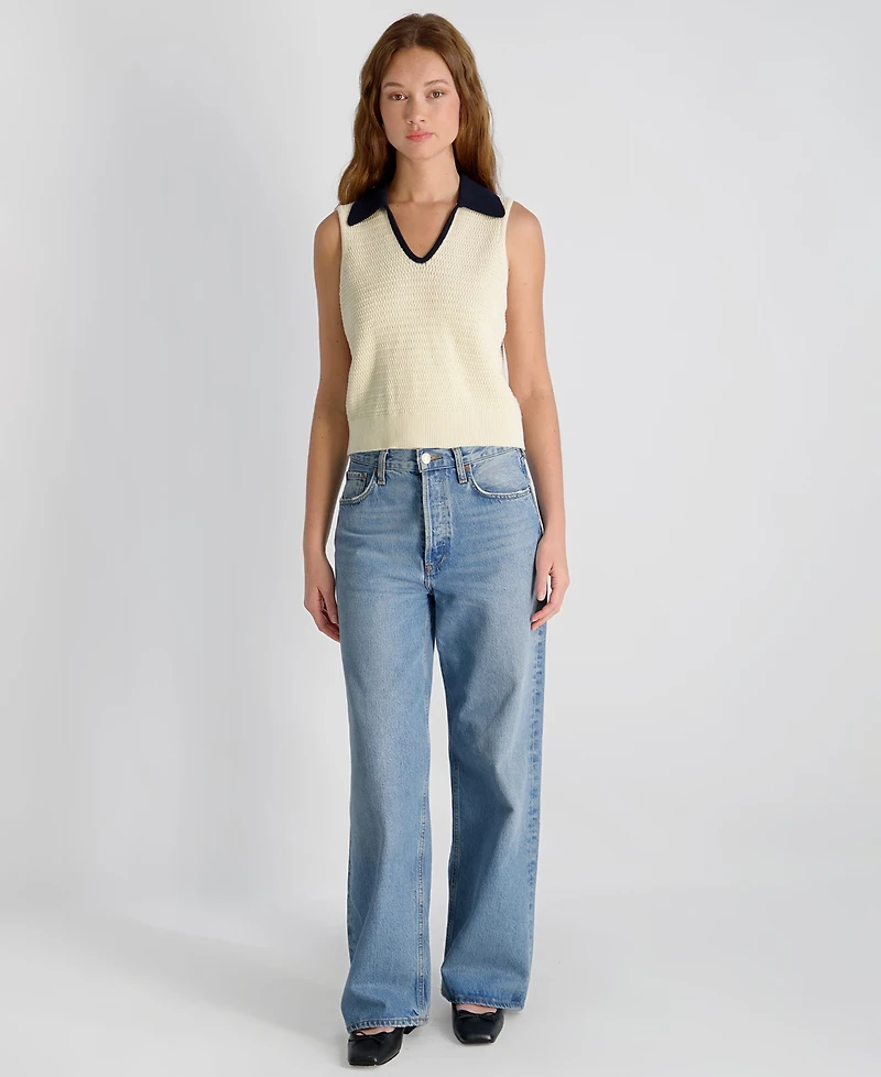 French Connection Women's Mozart Contrast Texture Knit Pull-On Top