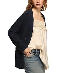 Lucky Brand Women's Mixed Stitch Open Front Cardigan Sweater