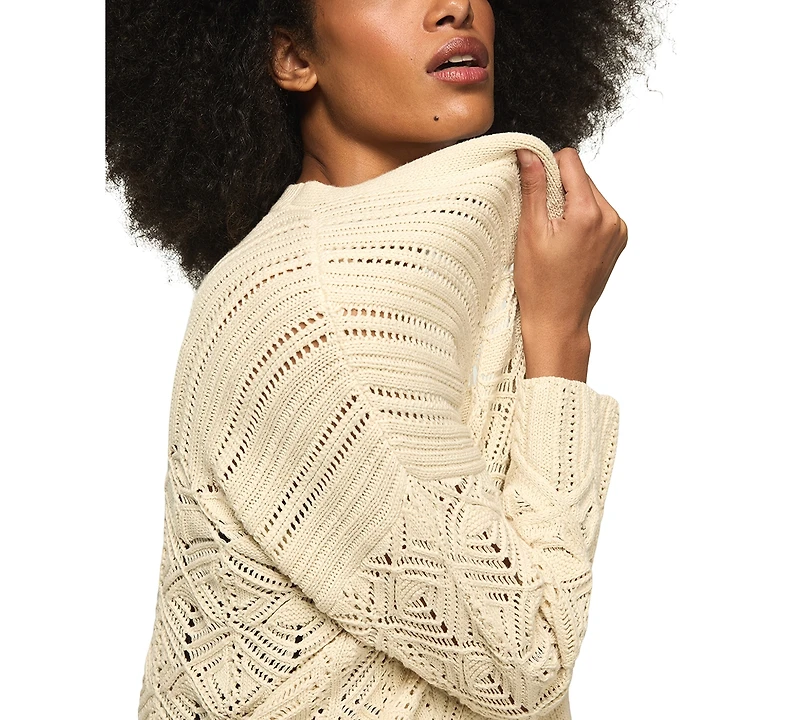 Lucky Brand Women's Mixed Stitch Open Front Cardigan Sweater