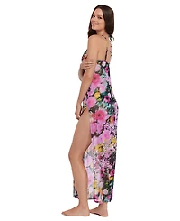 Steve Madden Women's Mesh Cowl Neck Cover-Up Maxi Dress