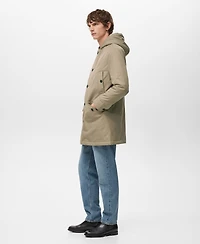 Mango Men's Water-Repellent Hood Quilted Parka