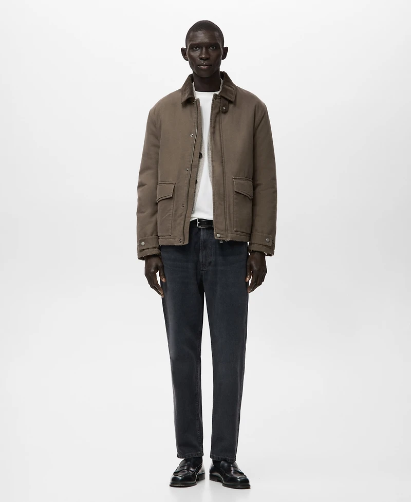 Mango Men's Corduroy Collar Quilted Jacket