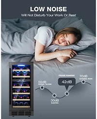 Euhomy 15-in W 30Bottles Capacity Black Built-in/Freestanding Indoor Beverage Refrigerator with Glass Door