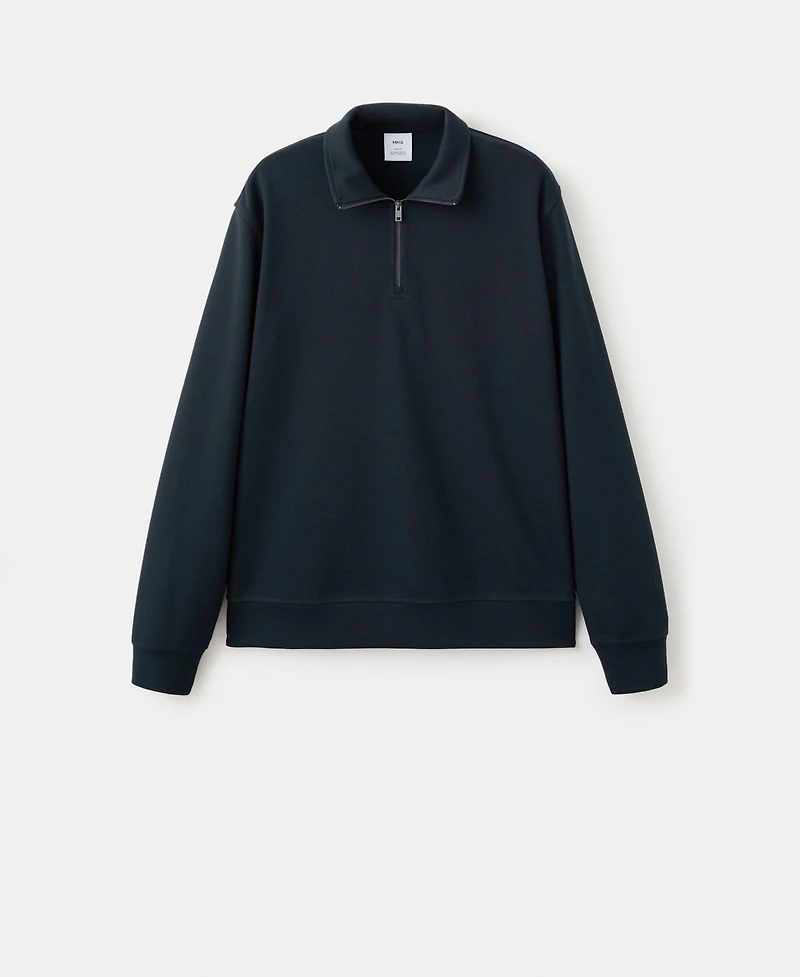 Mango Men's Regular-Fit Zipper-Neck Sweatshirt