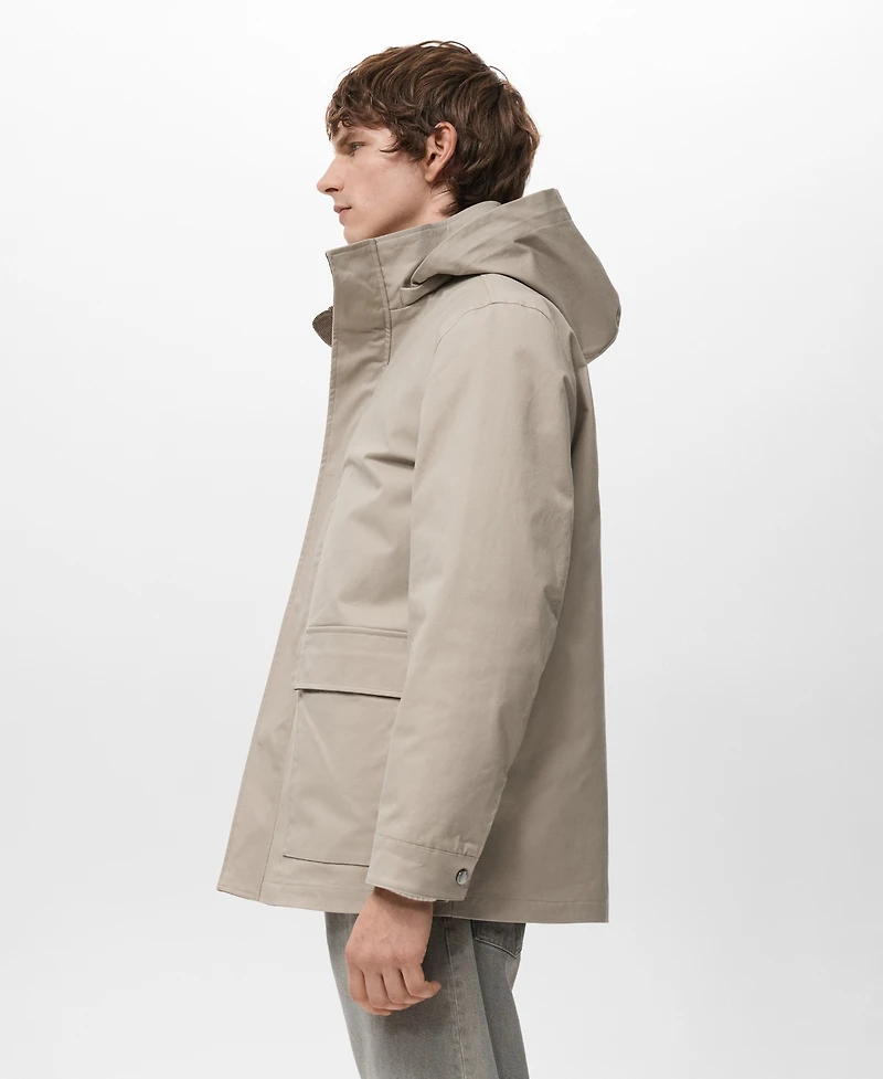 Mango Men's Detachable Inner Hood Parka