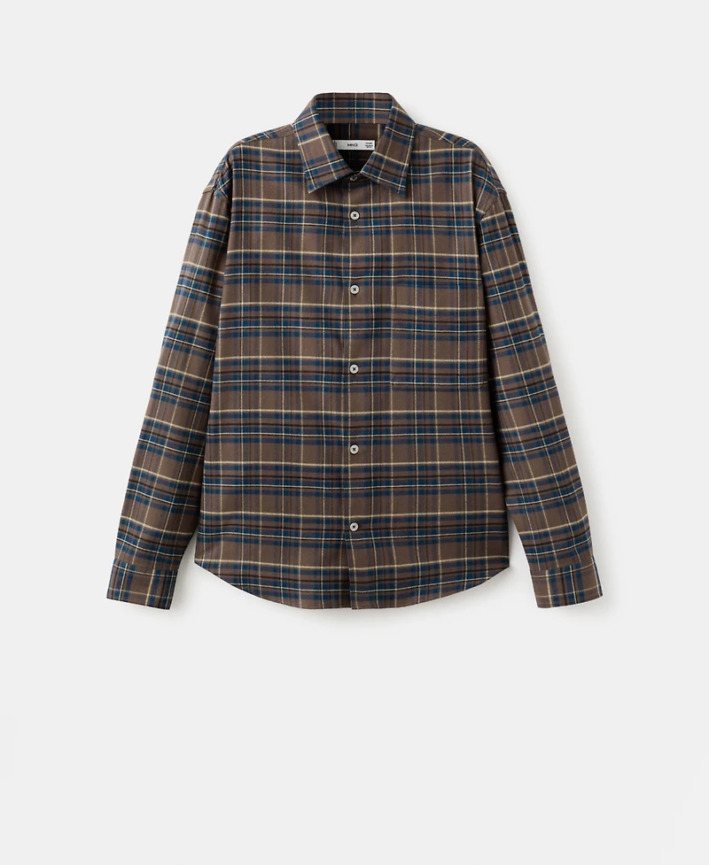 Mango Men's Cotton Flannel Checkered Shirt