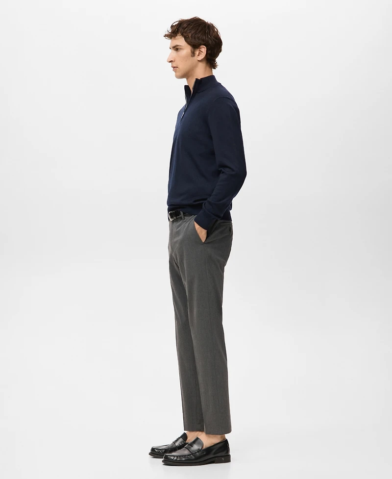Mango Men's Perkins Collar Merino Wool Sweater