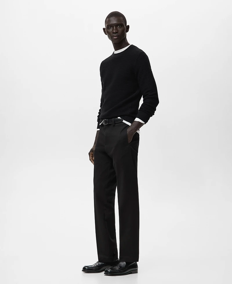 Mango Men's Cotton Braided Sweater