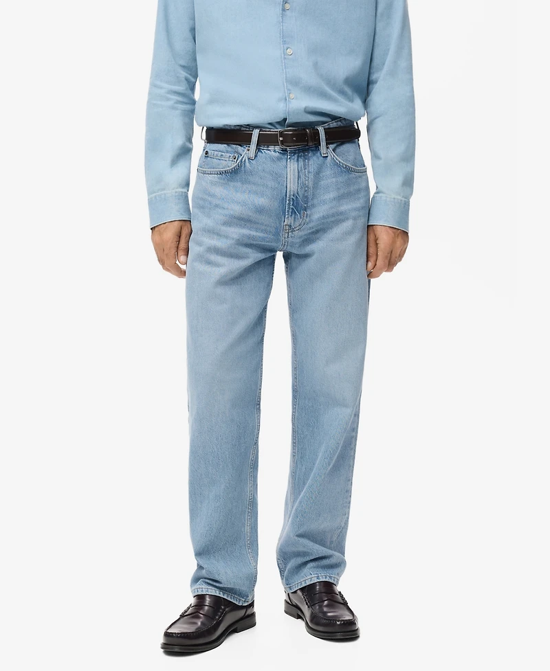 Mango Men's Moby Straight-Fit Light-Wash Jeans