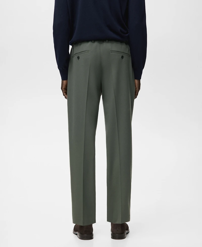 Mango Men's Regular Fit Cord Pleated Pants