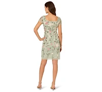 Adrianna Papell Women's Square Neck Beaded Dress