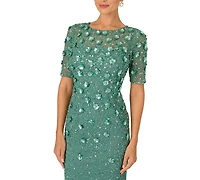 Adrianna Papell Beaded Floral Sheath Dress